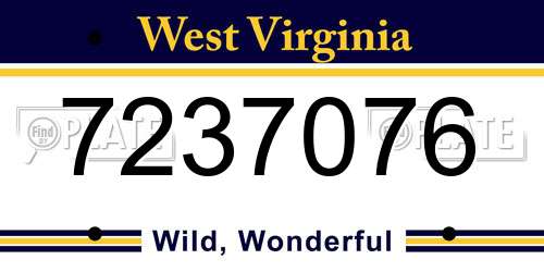 7237076 West Virginia License Plate