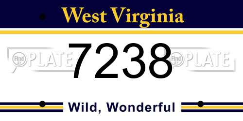7238 West Virginia License Plate