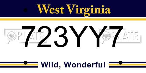 723YY7 West Virginia License Plate