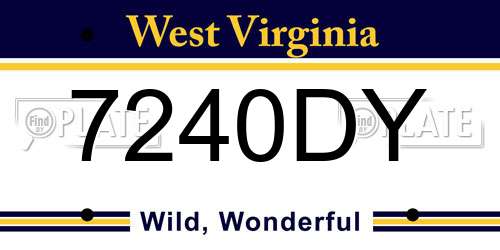 7240DY West Virginia License Plate