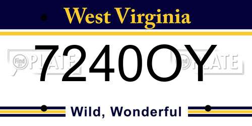 7240OY West Virginia License Plate