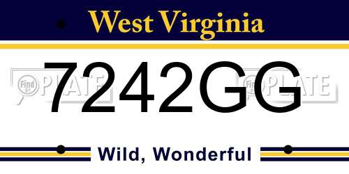 7242GG West Virginia License Plate