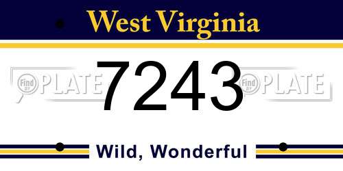 7243 West Virginia License Plate