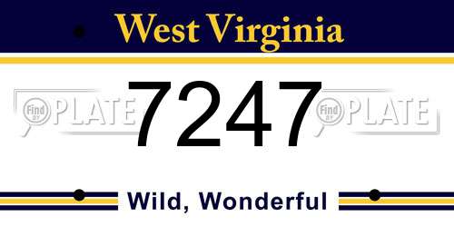 7247 West Virginia License Plate