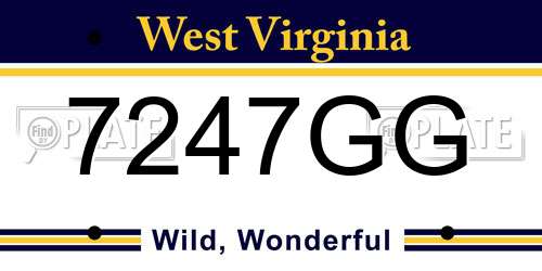 7247GG West Virginia License Plate