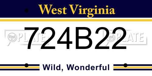 724B22 West Virginia License Plate