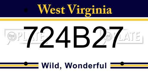 724B27 West Virginia License Plate
