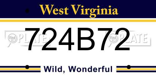 724B72 West Virginia License Plate