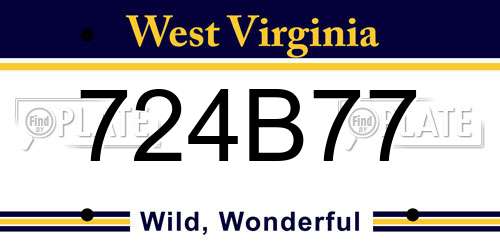 724B77 West Virginia License Plate