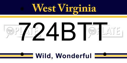 724BTT West Virginia License Plate