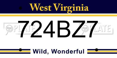 724BZ7 West Virginia License Plate