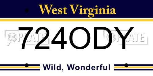 724ODY West Virginia License Plate