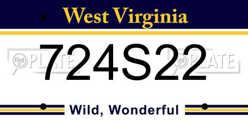 724S22 West Virginia License Plate