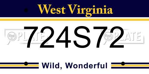 724S72 West Virginia License Plate