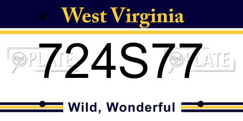 724S77 West Virginia License Plate