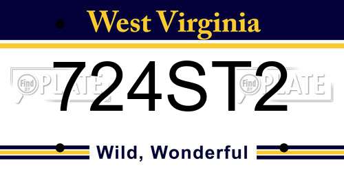 724ST2 West Virginia License Plate