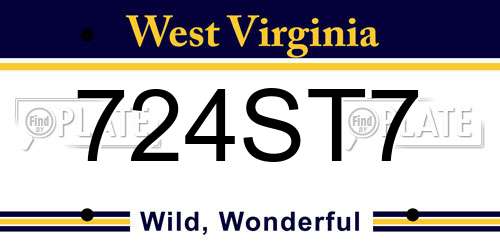 724ST7 West Virginia License Plate