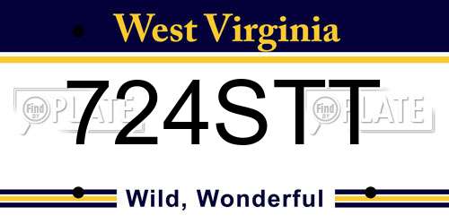 724STT West Virginia License Plate