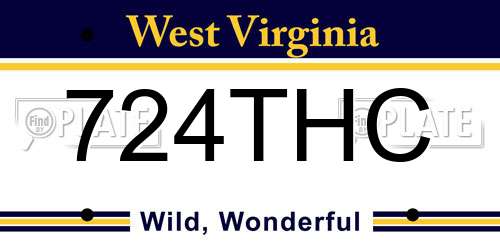 724THC West Virginia License Plate