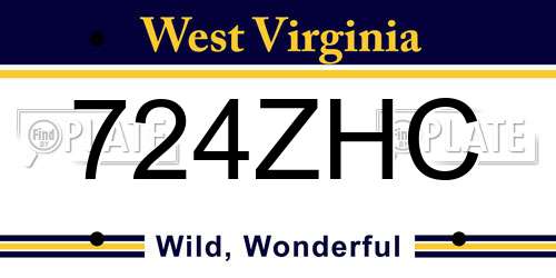 724ZHC West Virginia License Plate