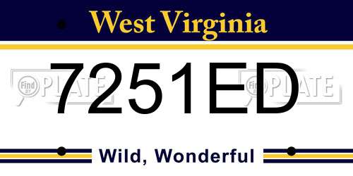 7251ED West Virginia License Plate