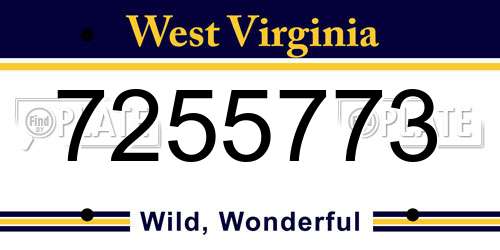 7255773 West Virginia License Plate
