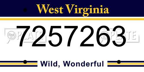7257263 West Virginia License Plate