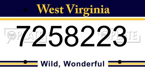 7258223 West Virginia License Plate