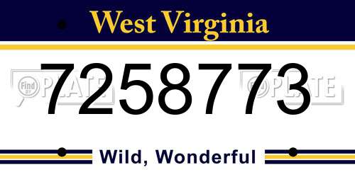 7258773 West Virginia License Plate