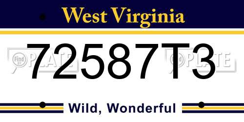 72587T3 West Virginia License Plate