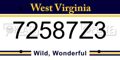 72587Z3 West Virginia License Plate