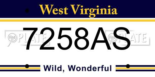 7258AS West Virginia License Plate