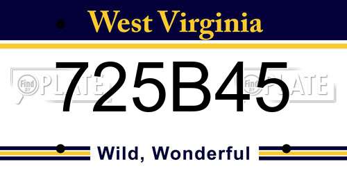725B45 West Virginia License Plate