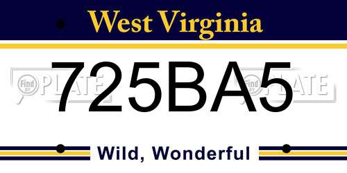 725BA5 West Virginia License Plate