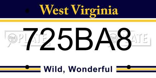 725BA8 West Virginia License Plate