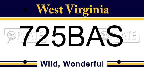 725BAS West Virginia License Plate