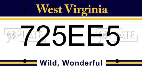 725EE5 West Virginia License Plate