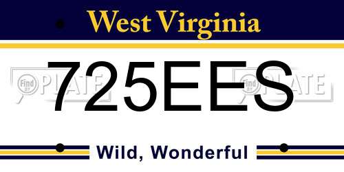 725EES West Virginia License Plate