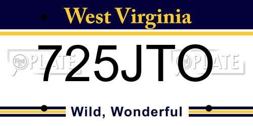 725JTO West Virginia License Plate