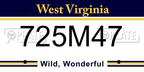 725M47 West Virginia License Plate