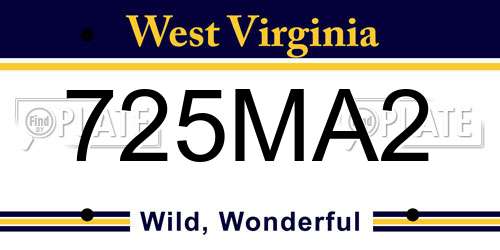 725MA2 West Virginia License Plate