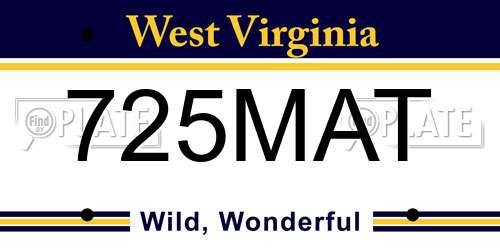 725MAT West Virginia License Plate