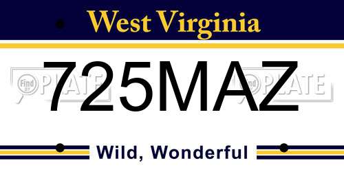 725MAZ West Virginia License Plate