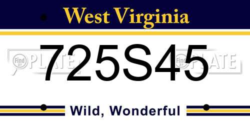 725S45 West Virginia License Plate
