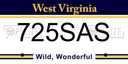 725SAS West Virginia License Plate