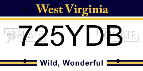 725YDB West Virginia License Plate