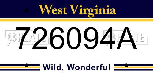 726094A West Virginia License Plate