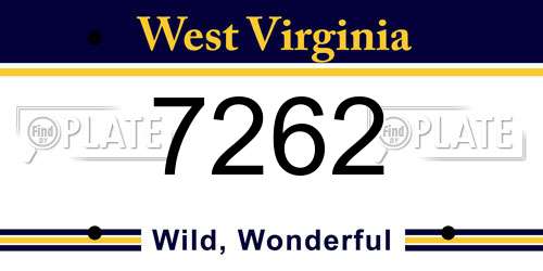 7262 West Virginia License Plate
