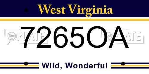 7265OA West Virginia License Plate