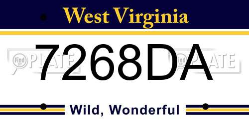 7268DA West Virginia License Plate